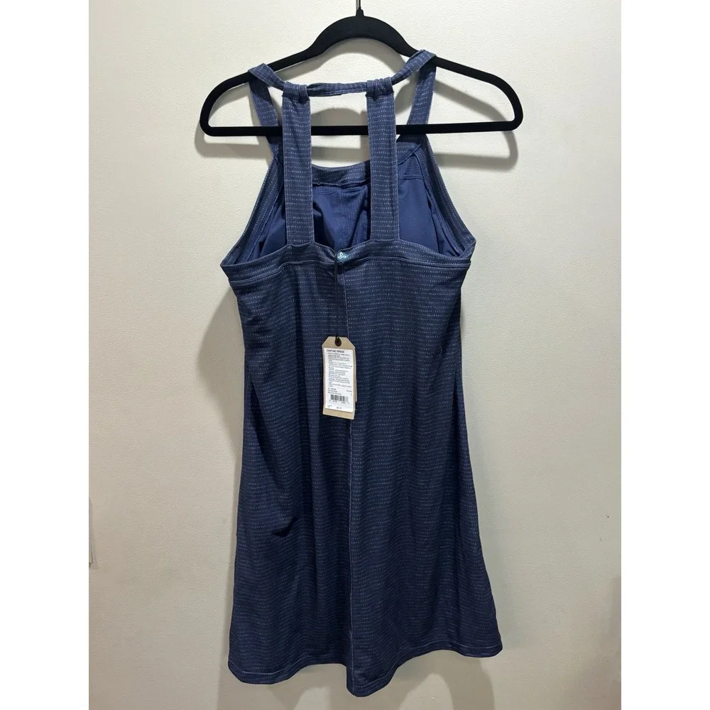 NWT Prana Cantine Athletic Dress Blue Anchor Sea Spray Size L Removable Bra Pads